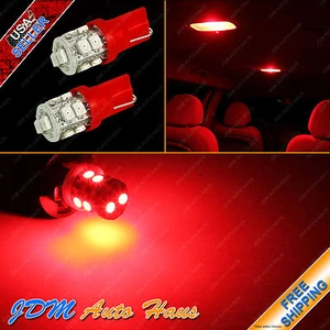 2pcs Interior Dome Map T10 Wedge 12V Red LED Light Bulb 158 194 168 912 W5W 2825 - Picture 1 of 3