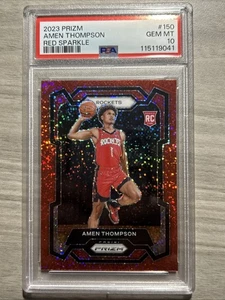 2023-24 Panini Prizm Amen Thompson #150 RC Rookie Red Sparkle Color Match PSA 10 - Picture 1 of 2