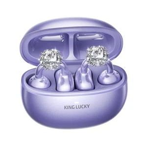 Jewelry-Inspired Clip-On Earbuds with Diamond Earrings, Comfortable Fit & 40H... - Picture 1 of 6