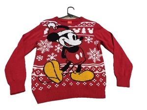 Mickey Mouse Disney Jugend Kinder kleine 8 Pullover rot Weihnachten Urlaub hässlich - Bild 1 von 3
