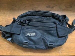 Vintage 1995 Jansport USA Fanny Pack Waist Bag Hiking Bike Camping Large Black - Picture 1 of 14