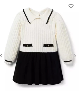 Janie And Jack Girls Cable Knit Colorblocked Sweater Dress, Size 4 - Picture 1 of 6