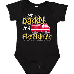 Inktastic My Daddy Is A Firefighter With Fire Truck Baby Bodysuit Family Kids - Picture 1 of 5