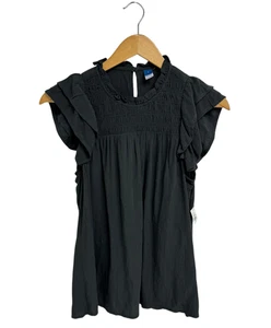 Old Navy Damen Oberteil Rüschen Kurzarm grau Gr. S - Bild 1 von 8