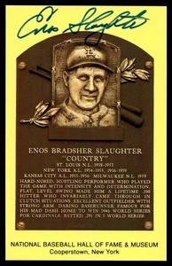 Enos Slaughter Yellow HOF Postcard Signed PSA/DNA Cardinals Autograph ID: 505878 - Picture 1 of 2