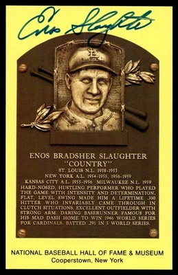 Enos Slaughter Yellow HOF Postcard Signed PSA/DNA Cardinals Autograph ID: 505878 - Image 1 of 2