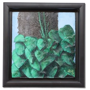 Donald Gotz "Hosta 2" Ivy on Tree Acrylic Multimedia 9x9 Signed 2012 - Picture 1 of 8