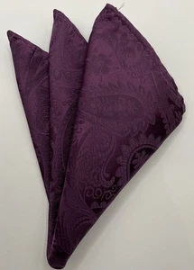 Pocket Square, Men’s, Plum Colour, Paisley Pattern, 9 Ins - Picture 1 of 5