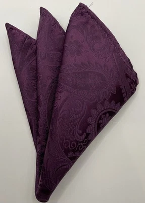 Pocket Square, Men’s, Plum Colour, Paisley Pattern, 9 Ins - Image 1 of 4