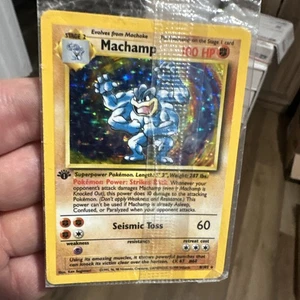 Raro Nuevo Sellado de Fábrica 1ª Edición Raro Holo Foil Machamp Carta Pokémon 8/102 - Imagen 1 de 12