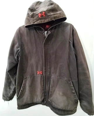 Chaqueta Under Armour Burley Para Hombres XL Marrón Granero Tareas Caza Abrigo de Lona con Capucha Foto 1 de 4