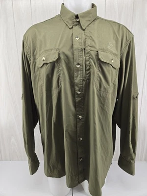Ducks Unlimited Shirt Button Up Long Sleeve Lightweight Stretch Green Men's 2XL - Image 1 of 4