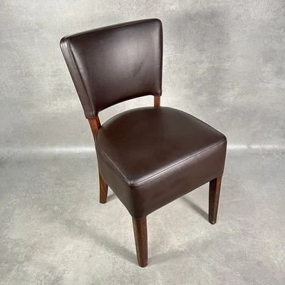 Modern Faux Leather Dining Chair Brown & Solid Frame Retro Style Café Bar Bistro - Image 1 of 4