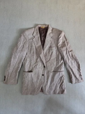 Blazer masculino marrom tamanho G quadriculado manga longa negócios escritório trabalho casaco - Imagem 1 de 4