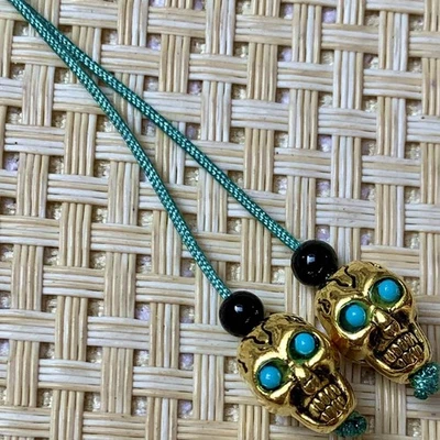 Turquoise Skull Guru Bead 11x8mm for Bodhi Bracelet End Spacer Accessory - Photo 1/3