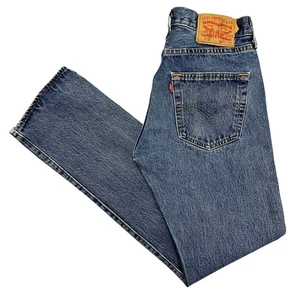 Levi's 501 Jeans Blue Mens 28W 29L Regular Straight Fit Red Tab Denim Button Fly - Picture 1 of 15