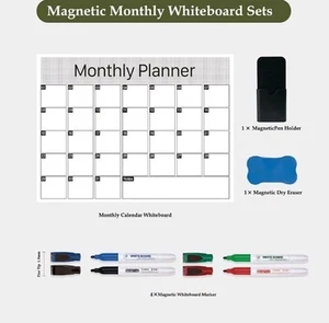 Fridge Board Magnetic Monthly Planner - Notice Memo Meal Whiteboard Large - Picture 1 of 6