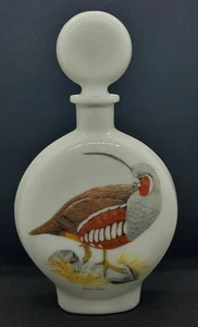 J.W. Dant 1969 Milk Glass Whisky Decanter Field Birds Mountain Quail Vintage - Picture 1 of 6