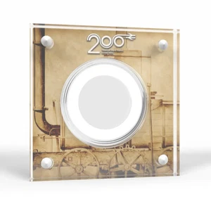 200 Jahre moderne Eisenbahn Zwei Pfund Münze Acryl Vitrine Halter - Bild 1 von 8
