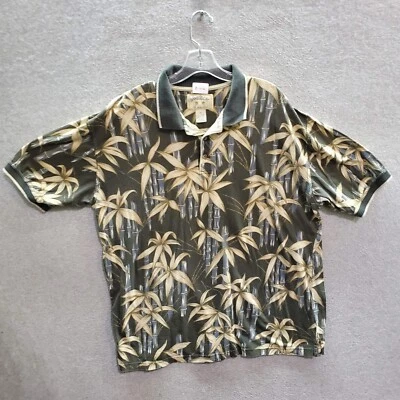 Bamboo Cay Men Button Up Shirt XL Black Floral Hawaiian Short Sleeve — 第 1/4 张图片