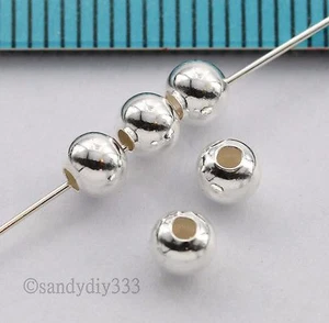 20x BRIGHT STERLING SILVER ROUND SEAMLESS SPACER BEAD 4mm #1513 - Picture 1 of 2