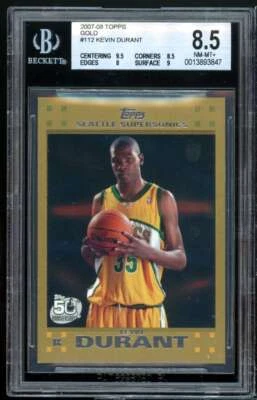 Tarjeta de novato Kevin Durant 2007-08 Topps Gold #112 BGS 8,5 (9,5 8,5 8 9) Foto 1 de 2
