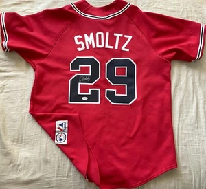 John Smoltz autographed signed autograph auto Braves Majestic red jersey PSA/DNA - Picture 1 of 3