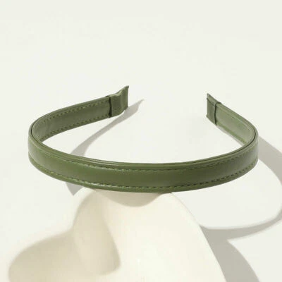 Diadema para mujer color liso vintage aro para cabello cuero PU borde delgado aro para cabeza envoltura Foto 1 de 4