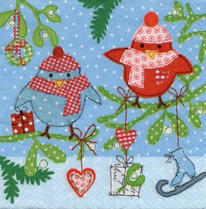 4 servilletas sueltas servilletas con motivo técnica de servilleta Navidad pájaros (1048) - Imagen 1 de 2