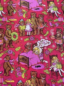 Vintage Weihnachten Geschenkpapier Geschenkpapier Goldlöckchen & die drei Bären rosa rot Neu aus altem Lagerbestand - Bild 1 von 2