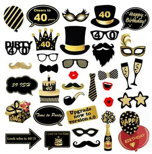 30 OR 40 Years Happy Birthday Party Photograph Booth selfie Prop Fun Game Decor - Picture 1 of 11
