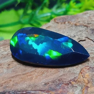 Pietra preziosa sfusa opale nero etiope 21x10 mm taglio marchesa sfaccettata - fuoco neon - Foto 1 di 7