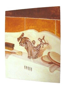 (35106) Quadro Tabella Bagno Servizio WC Rubinetto CROMATO - Picture 1 of 2