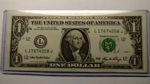 2006 $1.00 Bill Federal Reserve Note Circulated SERIAL NUMBER L 17674558 J. - Picture 1 of 2
