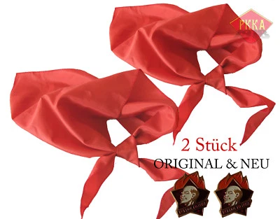 2 x Rotes Halstuch 2 x Pionier Abzeichen DDR UDSSR JP Karneval Fasching original