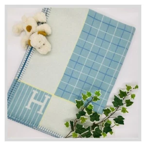 Hermes Avalon Blue Blanket Cashmere Wool 126x86 cm With Box Storage Bag Used - Picture 1 of 7