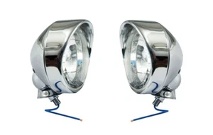 Chrome Visor Spotlights (Pair) Highway Lights E-Mark 4 inch Diameter Spot Lights - Picture 1 of 4