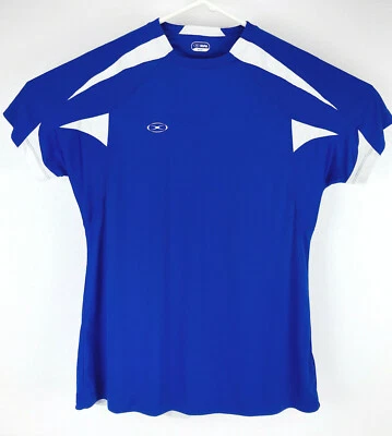 Рубашка женская Xara размер XL синяя с белой футболкой джерси с короткими рукавами полиэстер - Изображение 1 из 4