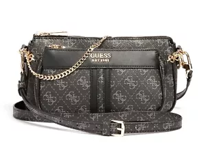 GUESS KASINTA Double Zip Pouch Coal Multi, 2x Umhängetasche Damentasche Cross - Bild 1 von 3