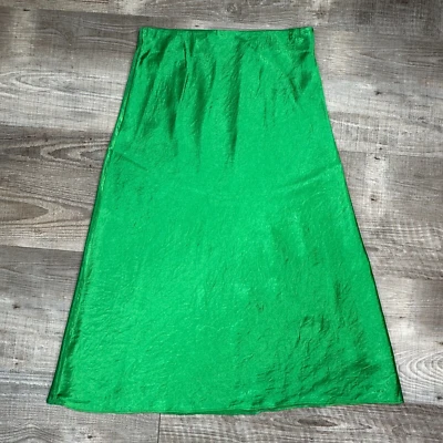 Falda midi ARITZIA BABATON Slip satinado sedoso elástica verde esmeralda talla 4 Foto 1 de 4