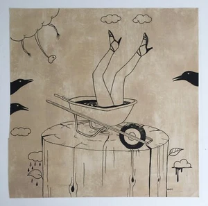 Antonio Guerrero Cuban American Fine Art.Cerebral.Signiert.Beine.Schwarze Vogelzeichnung - Bild 1 von 3