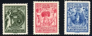 Liechtenstein 1932 Semi-Postal Scott# B11-B13 Mint Original Gum VF/XF Hinged - Picture 1 of 2