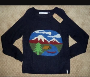 WOOLRICH Cabin Camp Wool Blend Sweater in Navy Blue M NWT - Picture 1 of 6