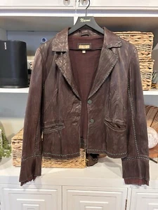 Wilsons Leather Brown Blazer Jacket Coat Vintage 90s Chocolate Button Front Lg - Picture 1 of 16