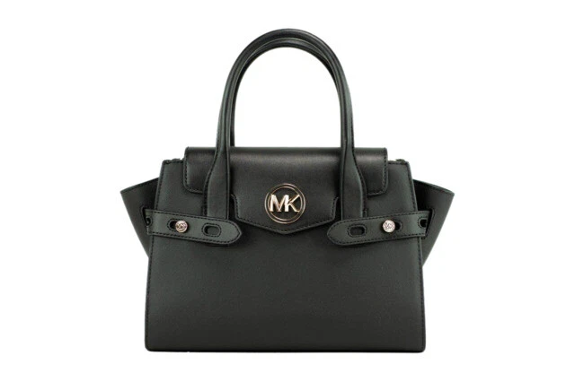 Michael Kors Carmen Medium Faux Leather Belted Satchel - Black