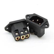 2Pcs AC 250V 15A Male Connector Panel Mount Power Inlet Socket
