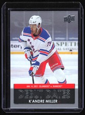 2021-22 Upper Deck Debut Dates K'Andre Miller Rookie New York Rangers #DD-6