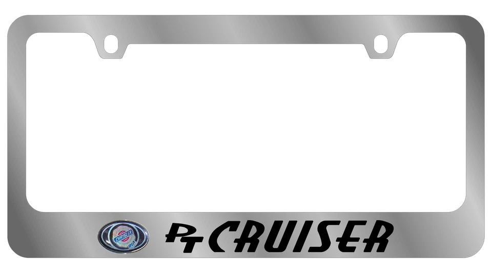 Marco de matrícula cromado de acero inoxidable premium con logotipo de Chrysler PT Cruiser Foto 1 de 1