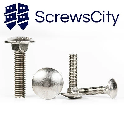 SCREWS CITY Stainless Steel A2 Carriage Bolts / Cup Square Coach Screws DIN603 M5 M6 M8