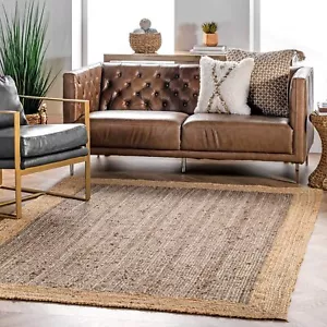 Handmade Braided Natual Pure Jute with Inner Grey Color Floor Decor Area rugs - Picture 1 of 5